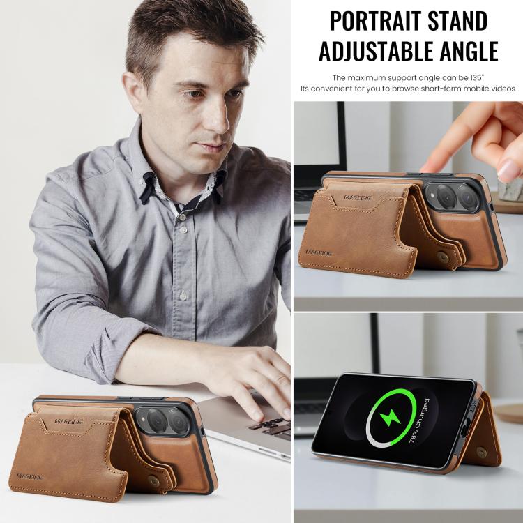 For Samsung Galaxy S25 Edge 5G MAGKING K3 Series MagSafe RFID Card Bag Detachable Phone Case