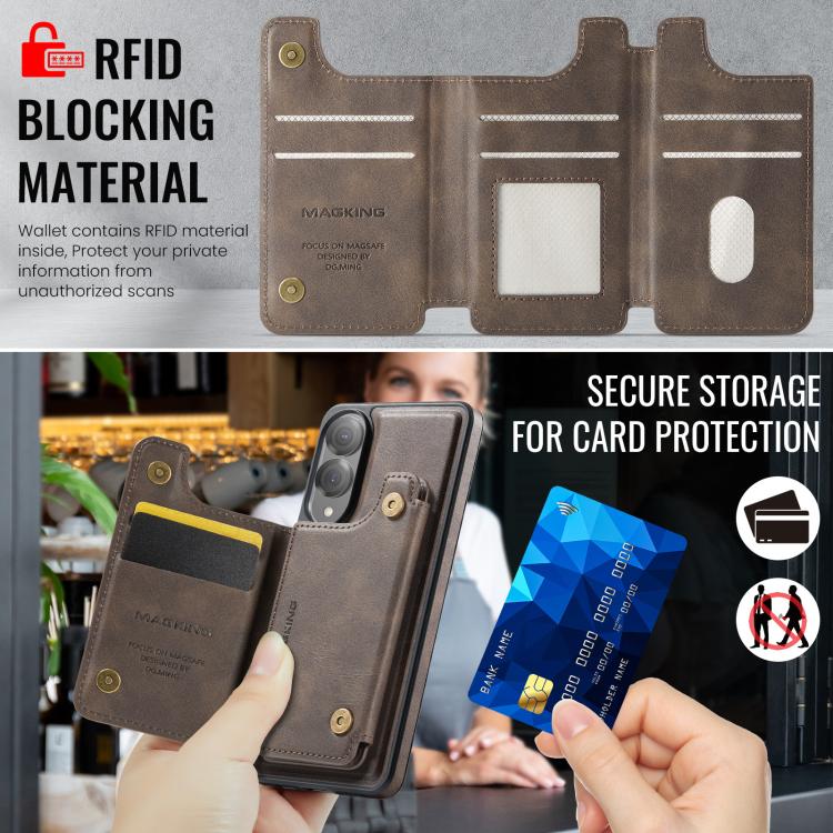 For Samsung Galaxy S25 Edge 5G MAGKING K3 Series MagSafe RFID Card Bag Detachable Phone Case