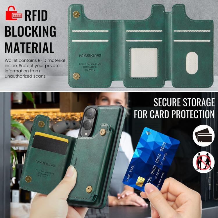 For Samsung Galaxy S25 Edge 5G MAGKING K3 Series MagSafe RFID Card Bag Detachable Phone Case