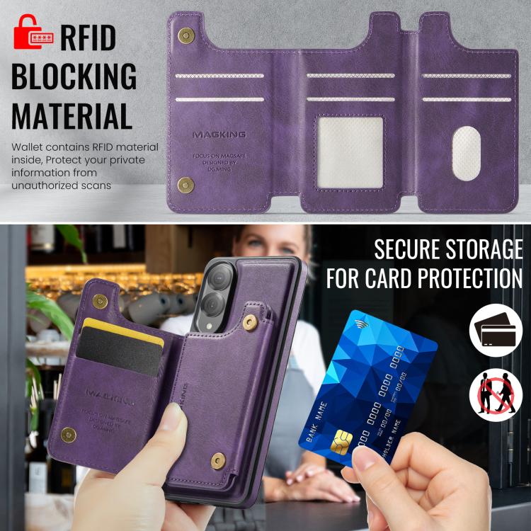 For Samsung Galaxy S25 Edge 5G MAGKING K3 Series MagSafe RFID Card Bag Detachable Phone Case