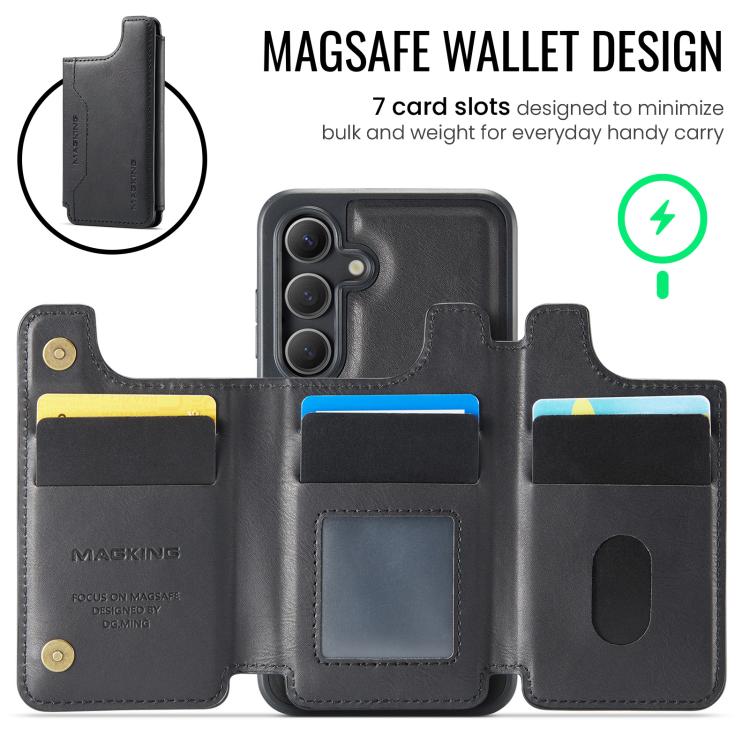 For Samsung Galaxy S24 5G MAGKING K3 Series MagSafe RFID Card Bag Detachable Phone Case