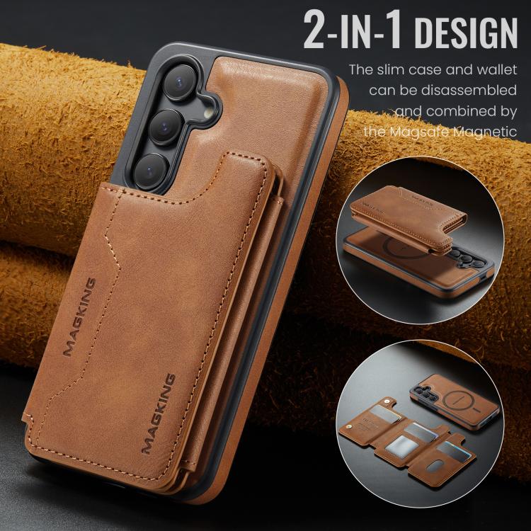 For Samsung Galaxy S24 5G MAGKING K3 Series MagSafe RFID Card Bag Detachable Phone Case