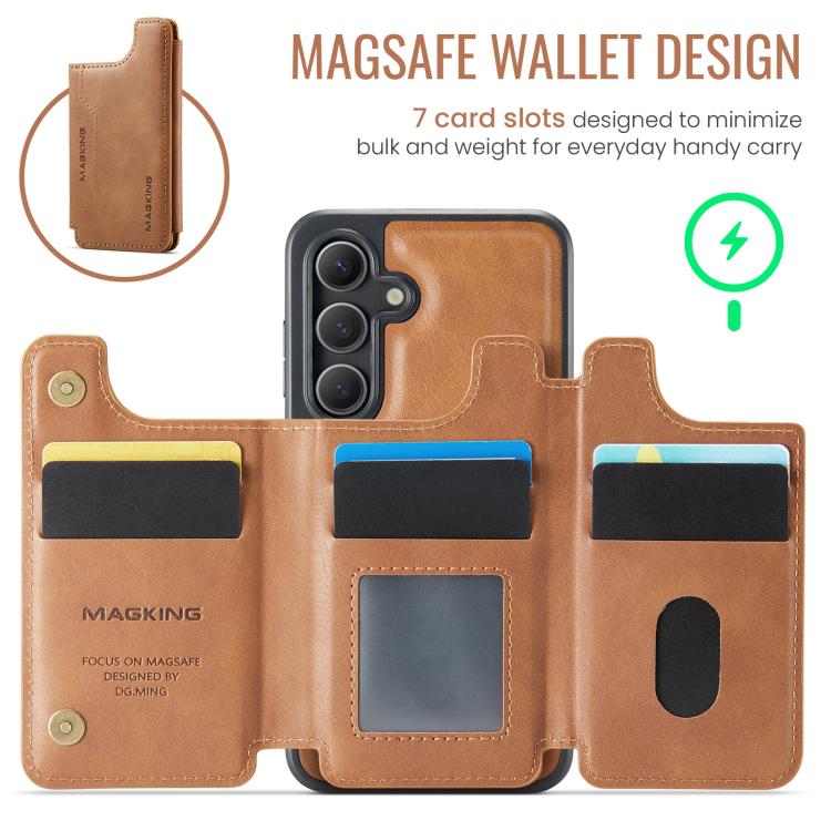 For Samsung Galaxy S24 5G MAGKING K3 Series MagSafe RFID Card Bag Detachable Phone Case
