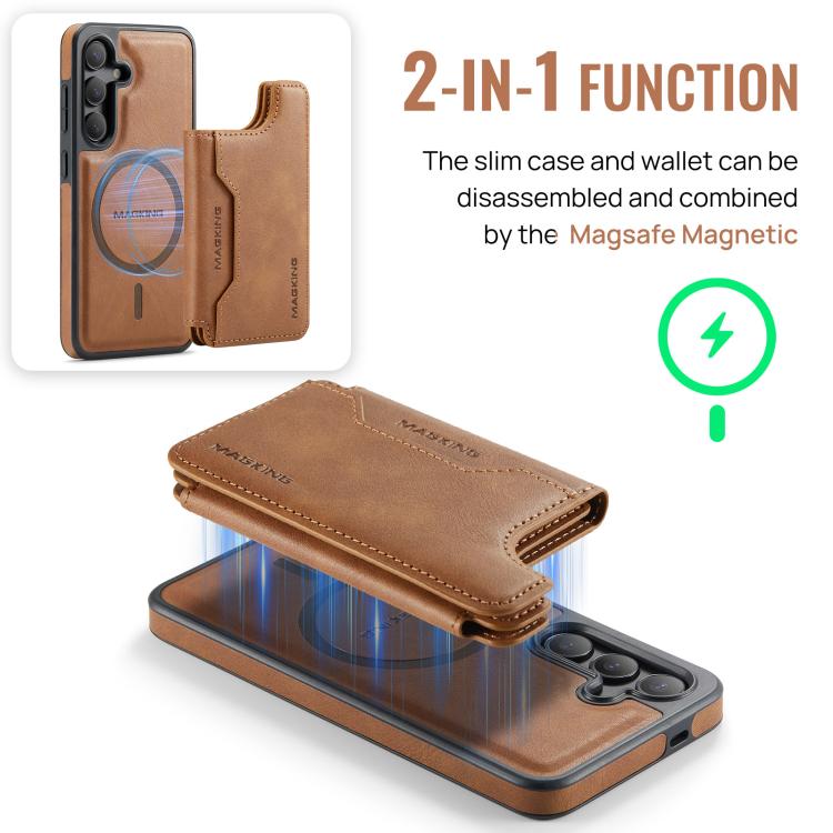For Samsung Galaxy S24 5G MAGKING K3 Series MagSafe RFID Card Bag Detachable Phone Case