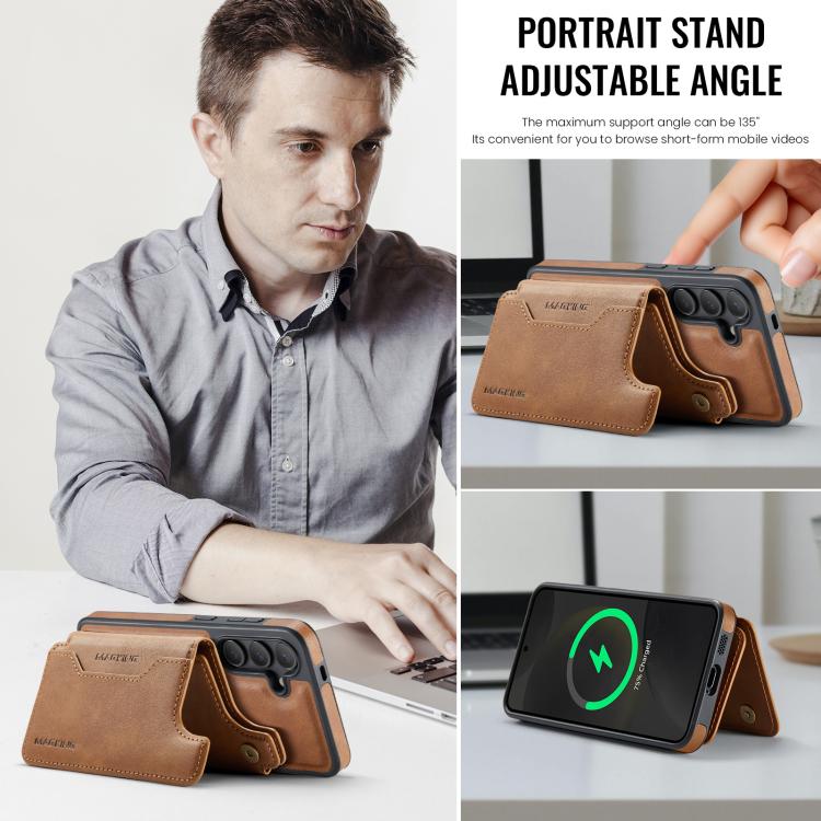For Samsung Galaxy S24 5G MAGKING K3 Series MagSafe RFID Card Bag Detachable Phone Case