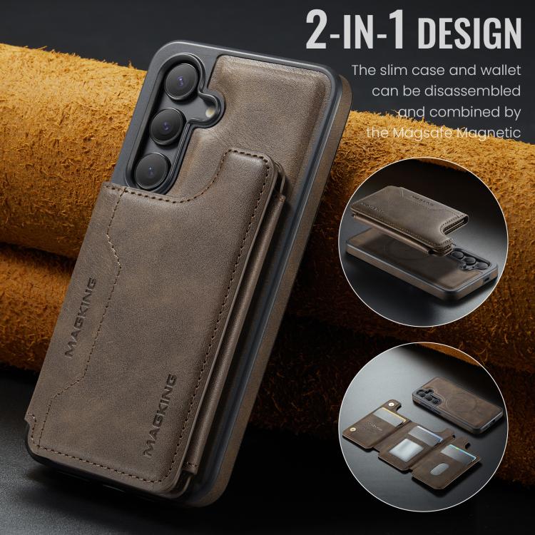 For Samsung Galaxy S24 5G MAGKING K3 Series MagSafe RFID Card Bag Detachable Phone Case
