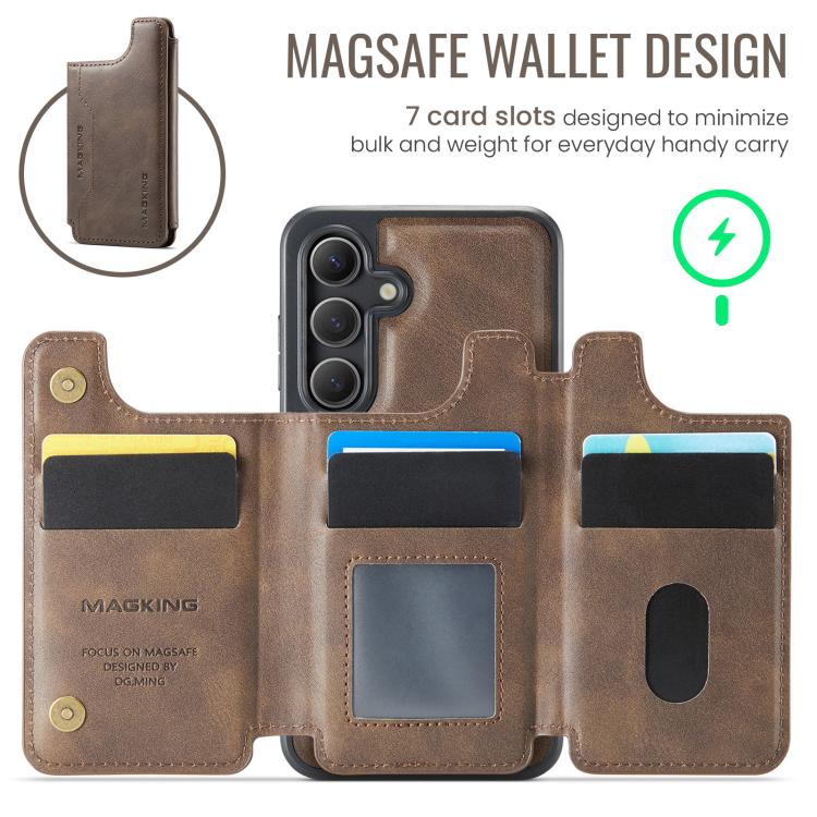 For Samsung Galaxy S24 5G MAGKING K3 Series MagSafe RFID Card Bag Detachable Phone Case