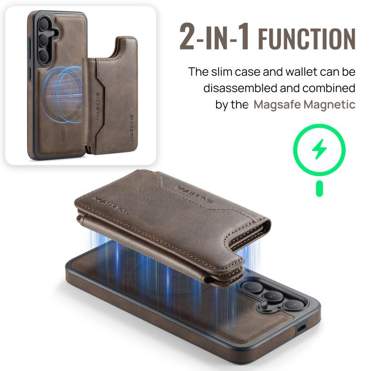 For Samsung Galaxy S24 5G MAGKING K3 Series MagSafe RFID Card Bag Detachable Phone Case