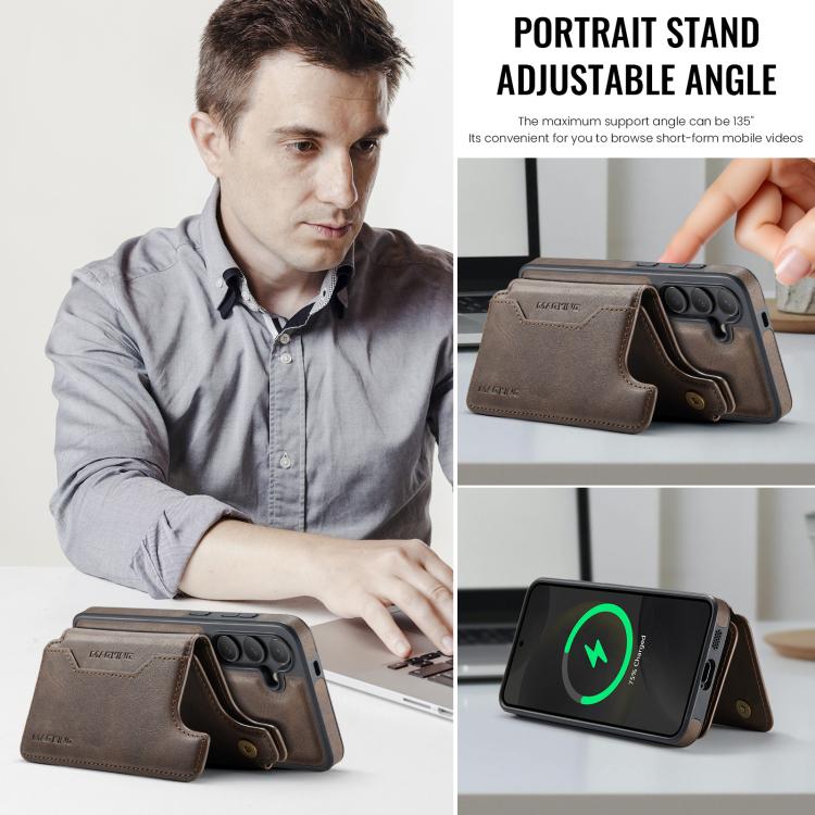 For Samsung Galaxy S24 5G MAGKING K3 Series MagSafe RFID Card Bag Detachable Phone Case