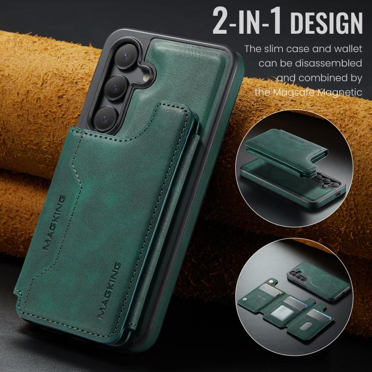 For Samsung Galaxy S24 5G MAGKING K3 Series MagSafe RFID Card Bag Detachable Phone Case