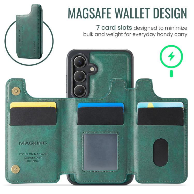 For Samsung Galaxy S24 5G MAGKING K3 Series MagSafe RFID Card Bag Detachable Phone Case