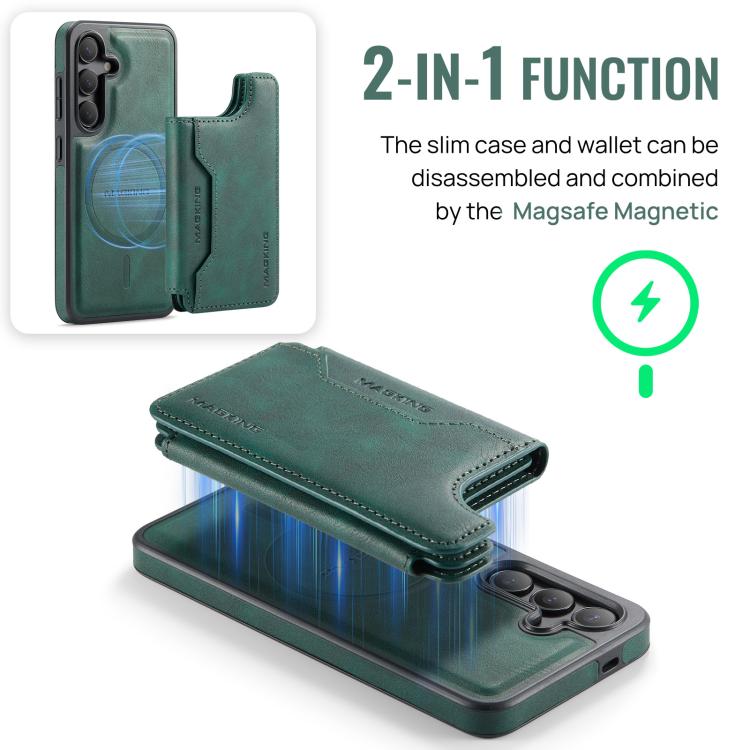 For Samsung Galaxy S24 5G MAGKING K3 Series MagSafe RFID Card Bag Detachable Phone Case