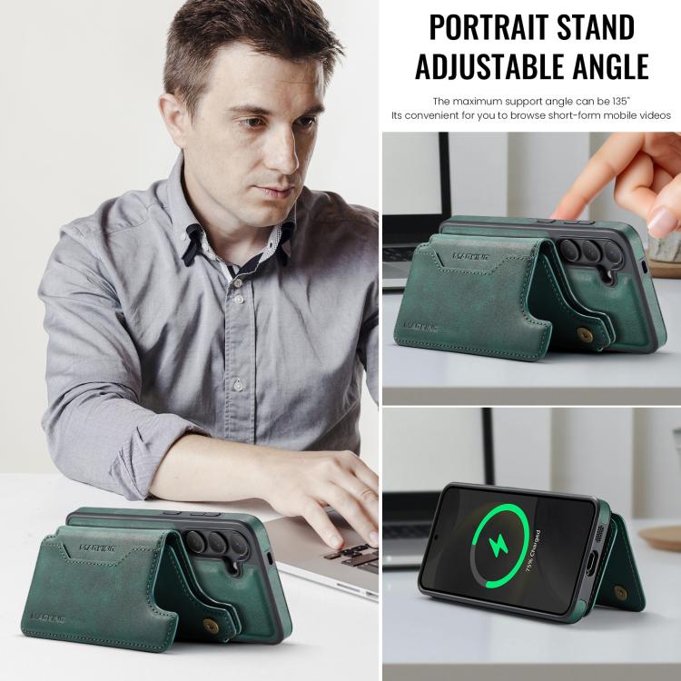 For Samsung Galaxy S24 5G MAGKING K3 Series MagSafe RFID Card Bag Detachable Phone Case