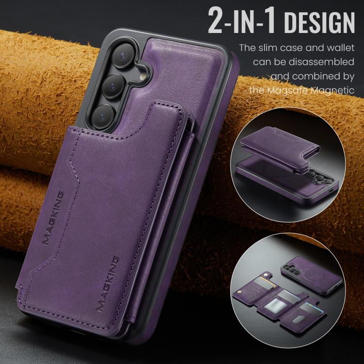 For Samsung Galaxy S24 5G MAGKING K3 Series MagSafe RFID Card Bag Detachable Phone Case