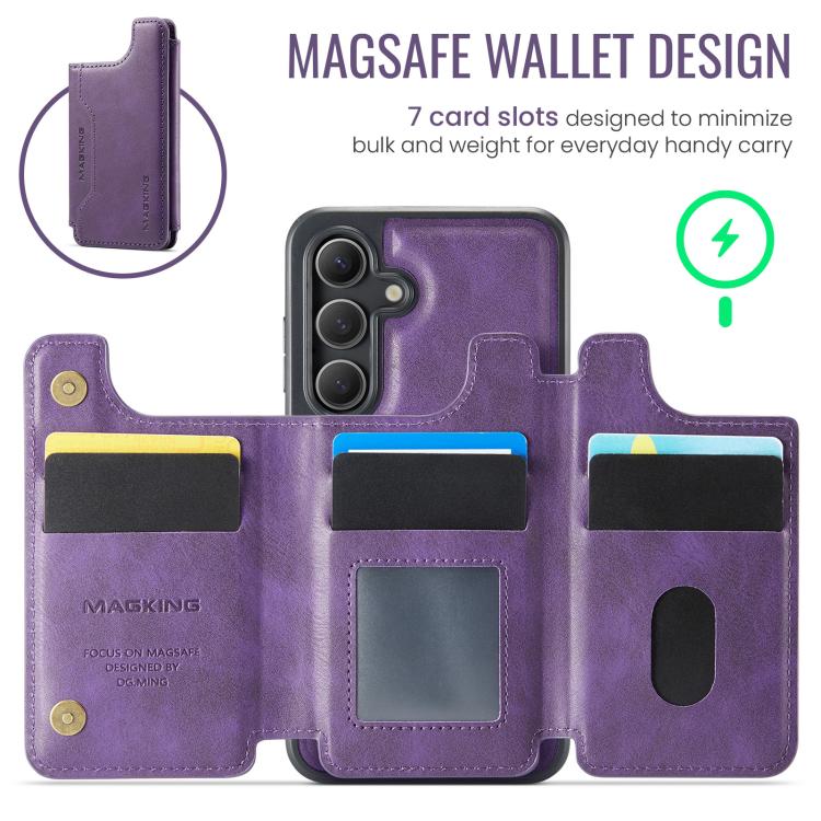 For Samsung Galaxy S24 5G MAGKING K3 Series MagSafe RFID Card Bag Detachable Phone Case