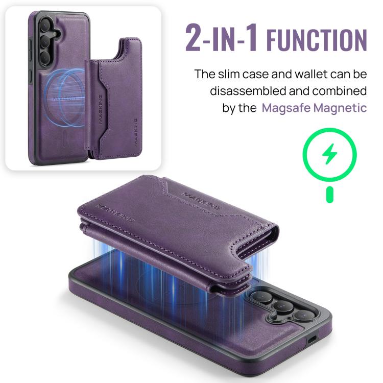 For Samsung Galaxy S24 5G MAGKING K3 Series MagSafe RFID Card Bag Detachable Phone Case