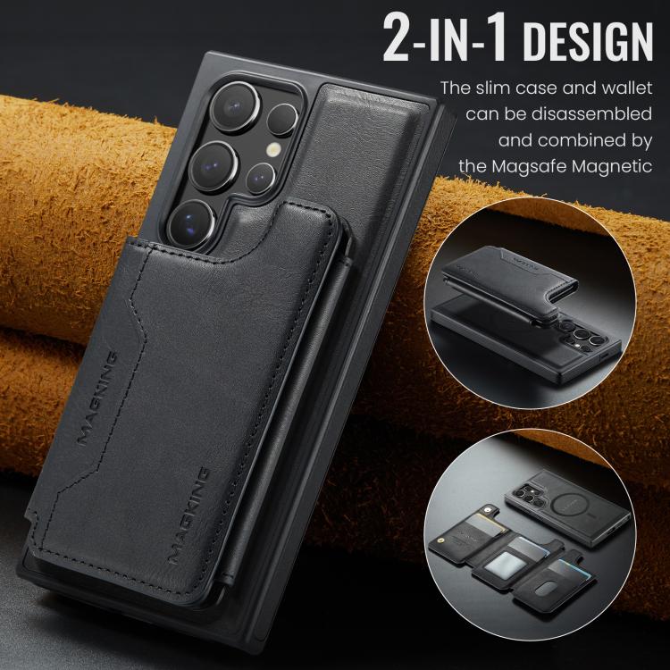 For Samsung Galaxy S24 Ultra 5G MAGKING K3 Series MagSafe RFID Card Bag Detachable Phone Case