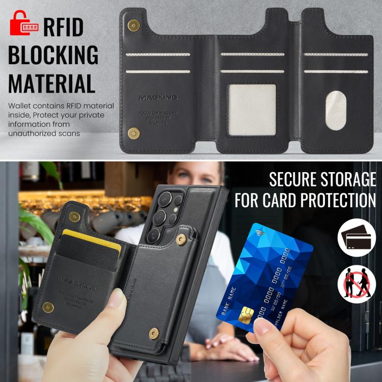 For Samsung Galaxy S24 Ultra 5G MAGKING K3 Series MagSafe RFID Card Bag Detachable Phone Case