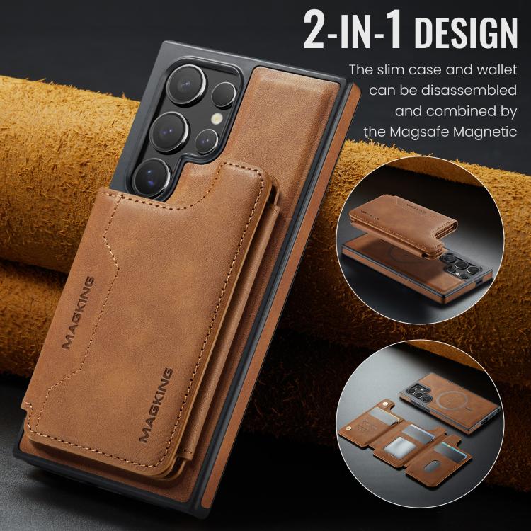 For Samsung Galaxy S24 Ultra 5G MAGKING K3 Series MagSafe RFID Card Bag Detachable Phone Case