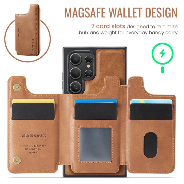 For Samsung Galaxy S24 Ultra 5G MAGKING K3 Series MagSafe RFID Card Bag Detachable Phone Case