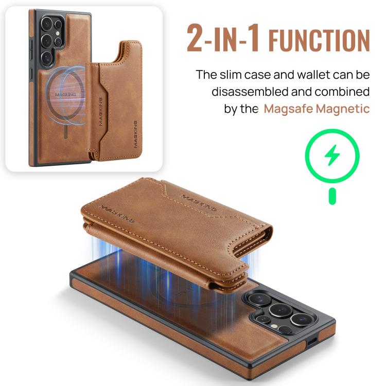 For Samsung Galaxy S24 Ultra 5G MAGKING K3 Series MagSafe RFID Card Bag Detachable Phone Case
