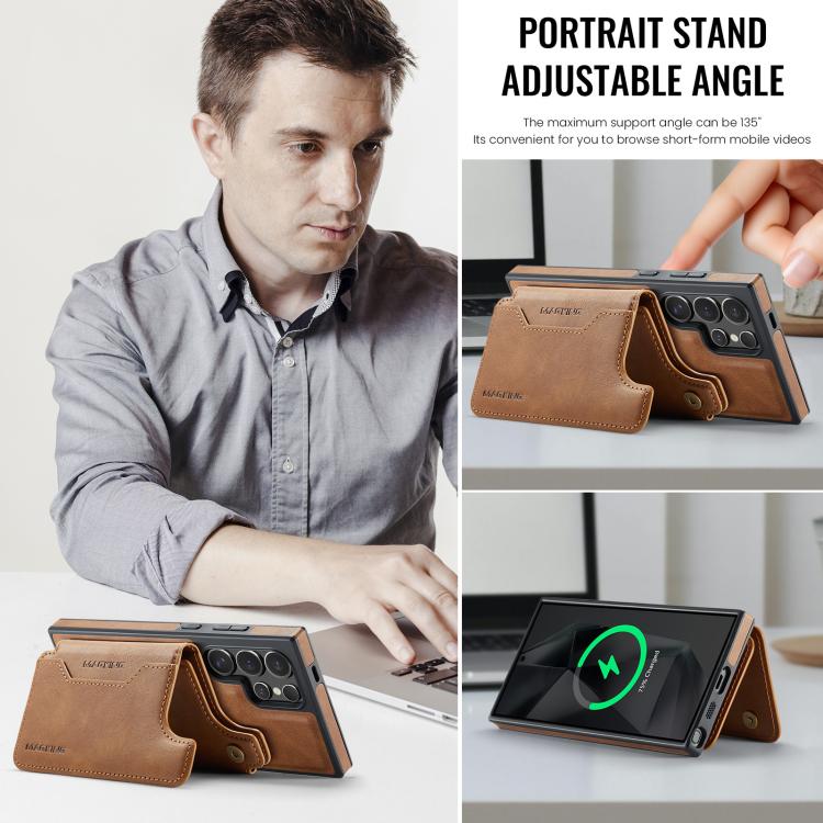 For Samsung Galaxy S24 Ultra 5G MAGKING K3 Series MagSafe RFID Card Bag Detachable Phone Case