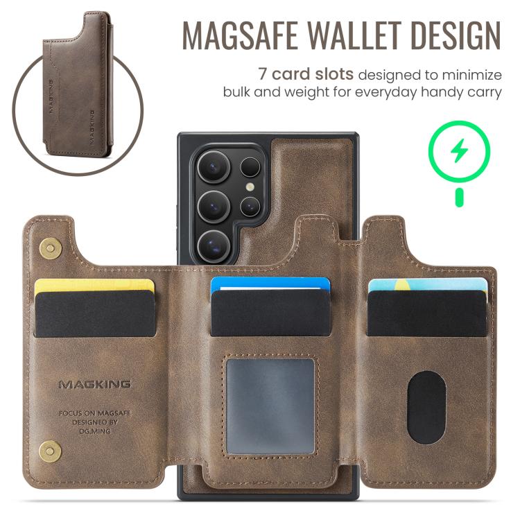 For Samsung Galaxy S24 Ultra 5G MAGKING K3 Series MagSafe RFID Card Bag Detachable Phone Case