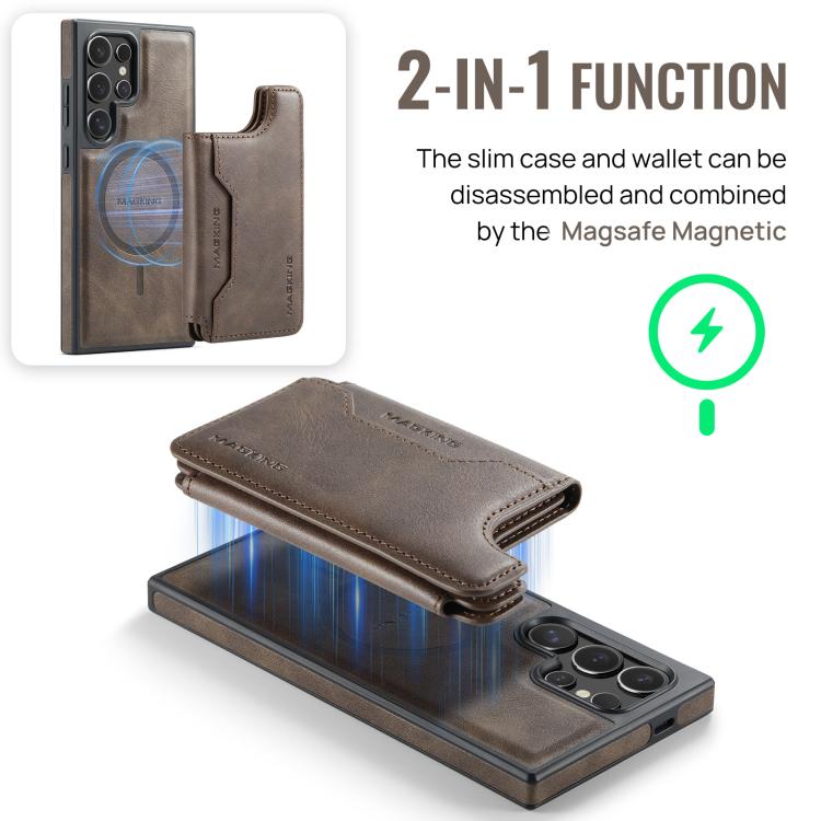 For Samsung Galaxy S24 Ultra 5G MAGKING K3 Series MagSafe RFID Card Bag Detachable Phone Case