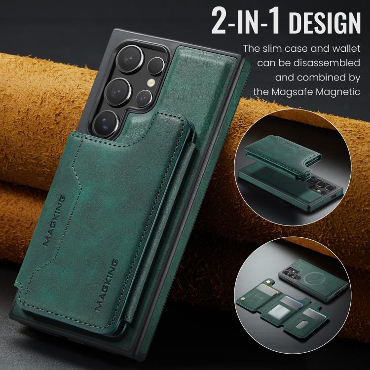For Samsung Galaxy S24 Ultra 5G MAGKING K3 Series MagSafe RFID Card Bag Detachable Phone Case