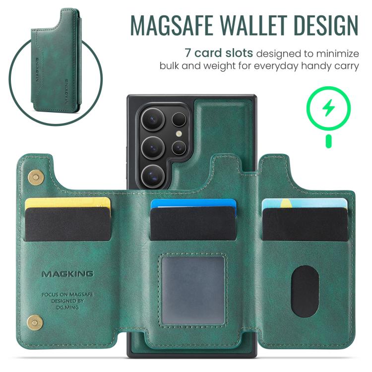 For Samsung Galaxy S24 Ultra 5G MAGKING K3 Series MagSafe RFID Card Bag Detachable Phone Case