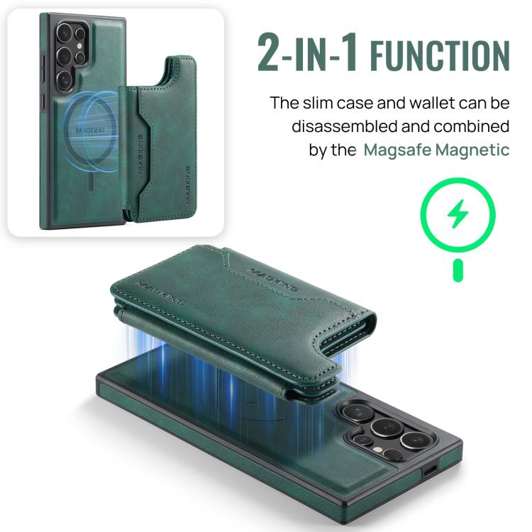 For Samsung Galaxy S24 Ultra 5G MAGKING K3 Series MagSafe RFID Card Bag Detachable Phone Case