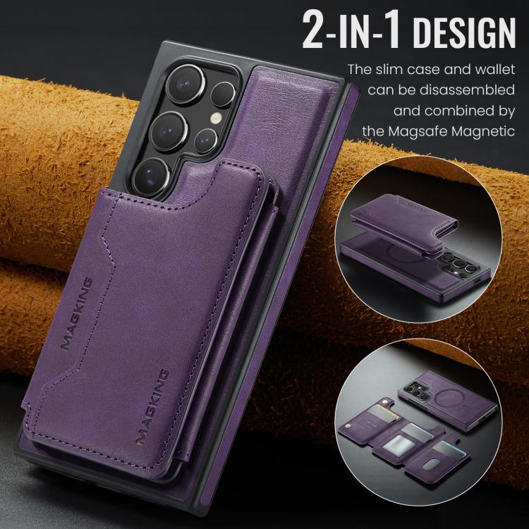 For Samsung Galaxy S24 Ultra 5G MAGKING K3 Series MagSafe RFID Card Bag Detachable Phone Case