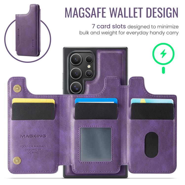 For Samsung Galaxy S24 Ultra 5G MAGKING K3 Series MagSafe RFID Card Bag Detachable Phone Case