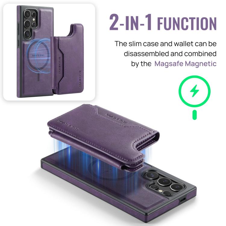For Samsung Galaxy S24 Ultra 5G MAGKING K3 Series MagSafe RFID Card Bag Detachable Phone Case