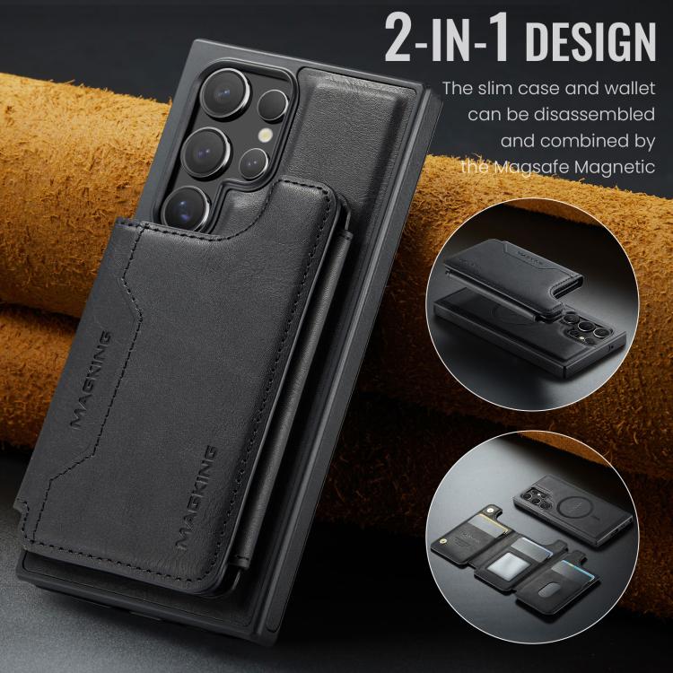For Samsung Galaxy S23 Ultra 5G MAGKING K3 Series MagSafe RFID Card Bag Detachable Phone Case