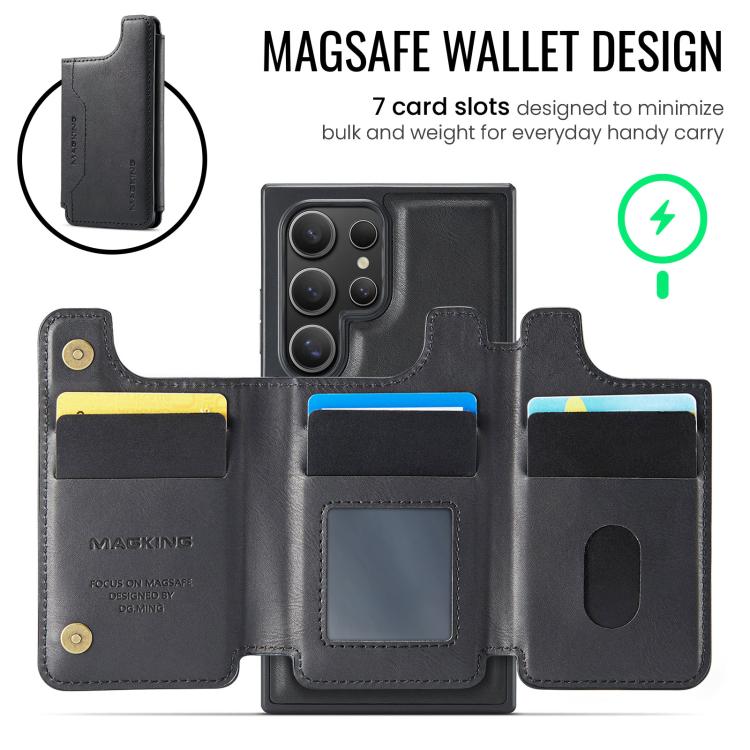For Samsung Galaxy S23 Ultra 5G MAGKING K3 Series MagSafe RFID Card Bag Detachable Phone Case