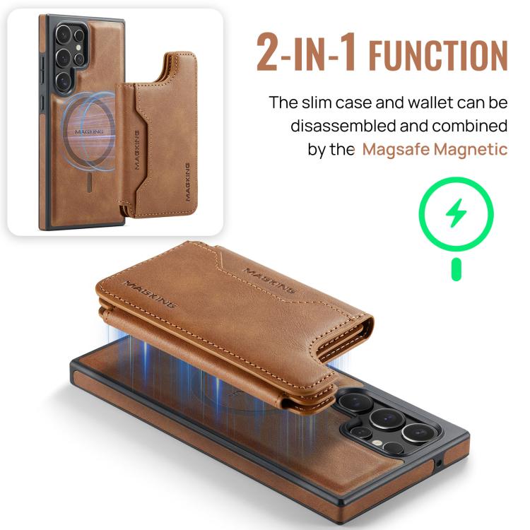 For Samsung Galaxy S23 Ultra 5G MAGKING K3 Series MagSafe RFID Card Bag Detachable Phone Case