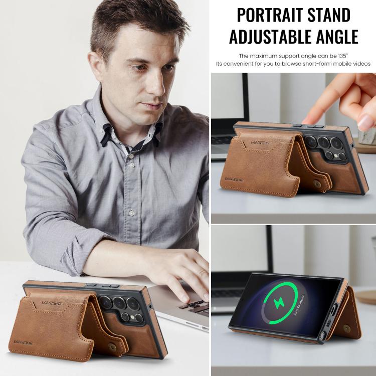 For Samsung Galaxy S23 Ultra 5G MAGKING K3 Series MagSafe RFID Card Bag Detachable Phone Case