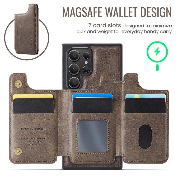 For Samsung Galaxy S23 Ultra 5G MAGKING K3 Series MagSafe RFID Card Bag Detachable Phone Case