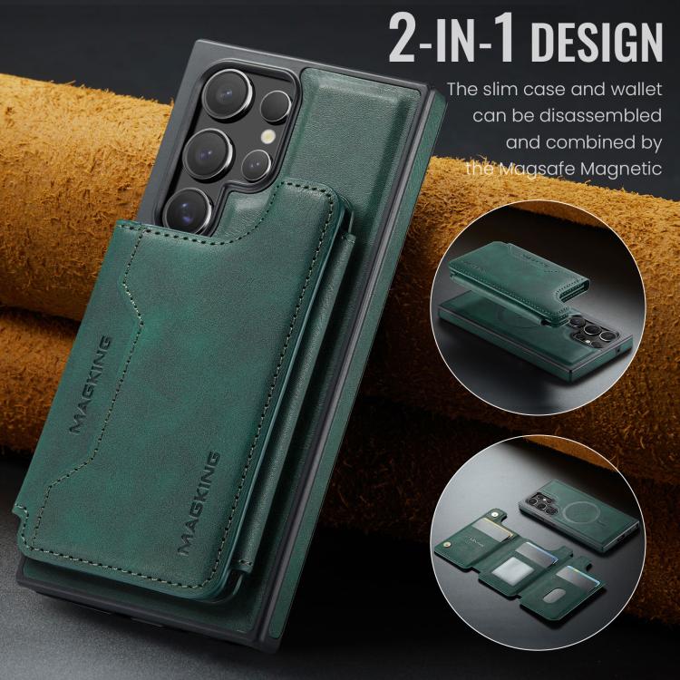 For Samsung Galaxy S23 Ultra 5G MAGKING K3 Series MagSafe RFID Card Bag Detachable Phone Case