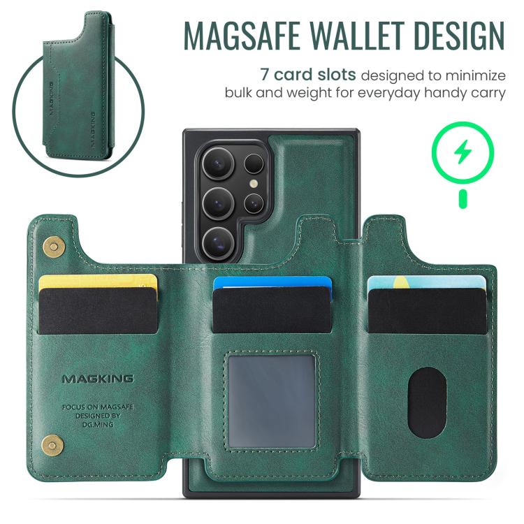 For Samsung Galaxy S23 Ultra 5G MAGKING K3 Series MagSafe RFID Card Bag Detachable Phone Case
