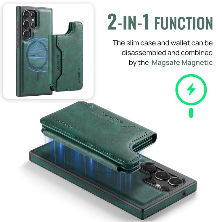For Samsung Galaxy S23 Ultra 5G MAGKING K3 Series MagSafe RFID Card Bag Detachable Phone Case