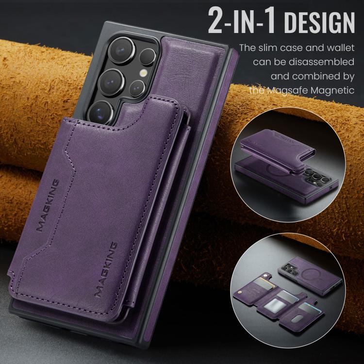 For Samsung Galaxy S23 Ultra 5G MAGKING K3 Series MagSafe RFID Card Bag Detachable Phone Case