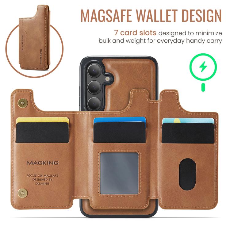 For Samsung Galaxy S25 FE 5G MAGKING K3 Series MagSafe RFID Card Bag Detachable Phone Case