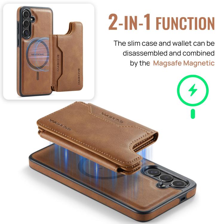 For Samsung Galaxy S25 FE 5G MAGKING K3 Series MagSafe RFID Card Bag Detachable Phone Case