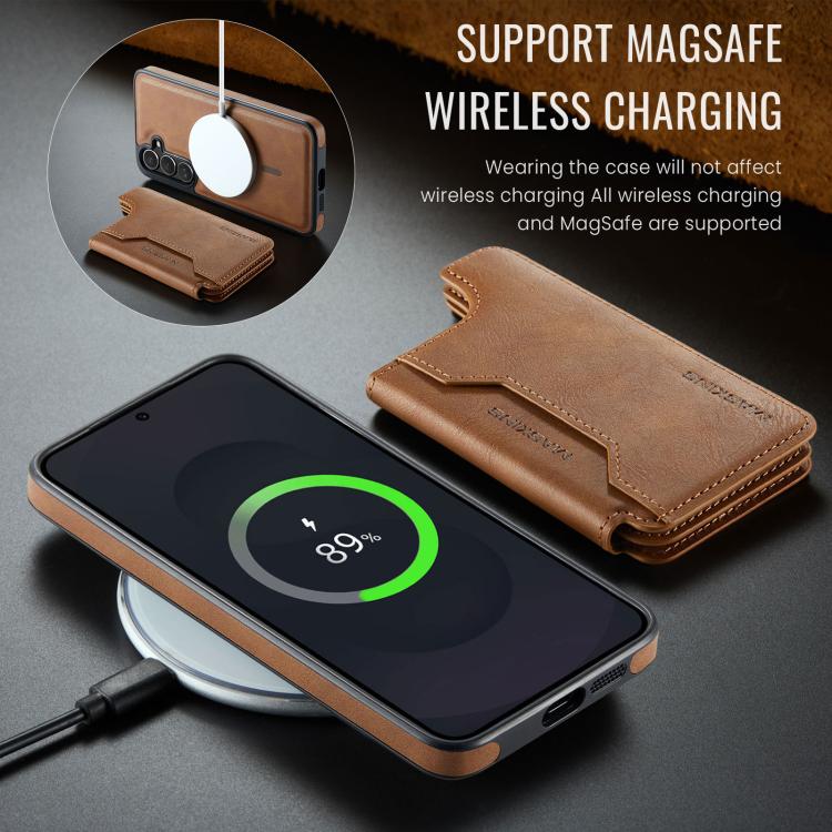 For Samsung Galaxy S25 FE 5G MAGKING K3 Series MagSafe RFID Card Bag Detachable Phone Case
