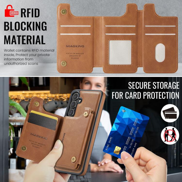 For Samsung Galaxy S25 FE 5G MAGKING K3 Series MagSafe RFID Card Bag Detachable Phone Case
