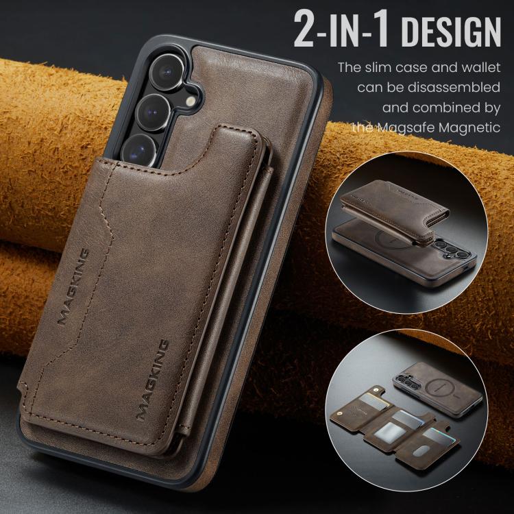 For Samsung Galaxy S25 FE 5G MAGKING K3 Series MagSafe RFID Card Bag Detachable Phone Case