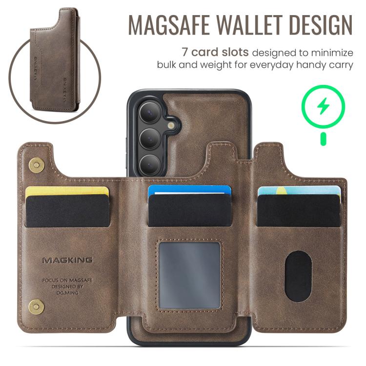 For Samsung Galaxy S25 FE 5G MAGKING K3 Series MagSafe RFID Card Bag Detachable Phone Case