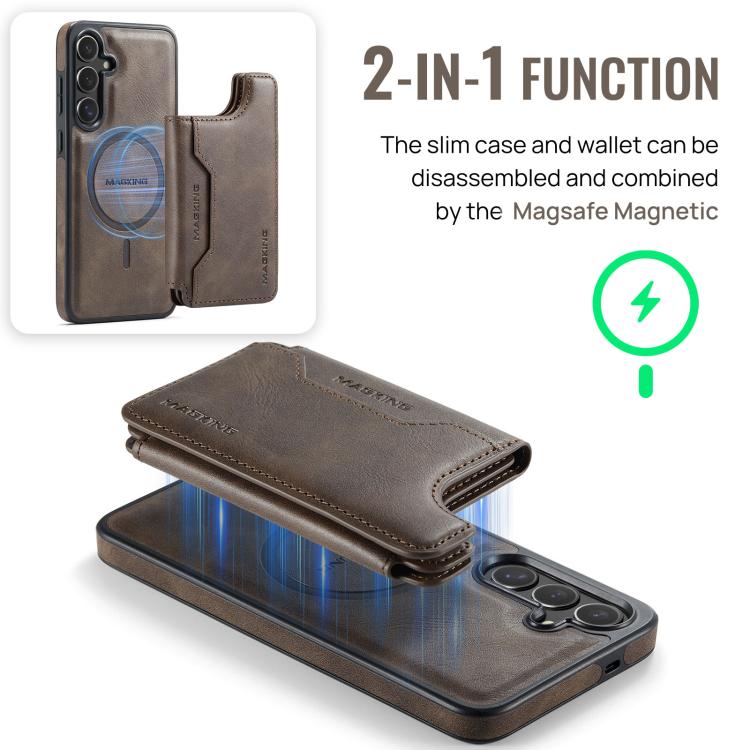 For Samsung Galaxy S25 FE 5G MAGKING K3 Series MagSafe RFID Card Bag Detachable Phone Case